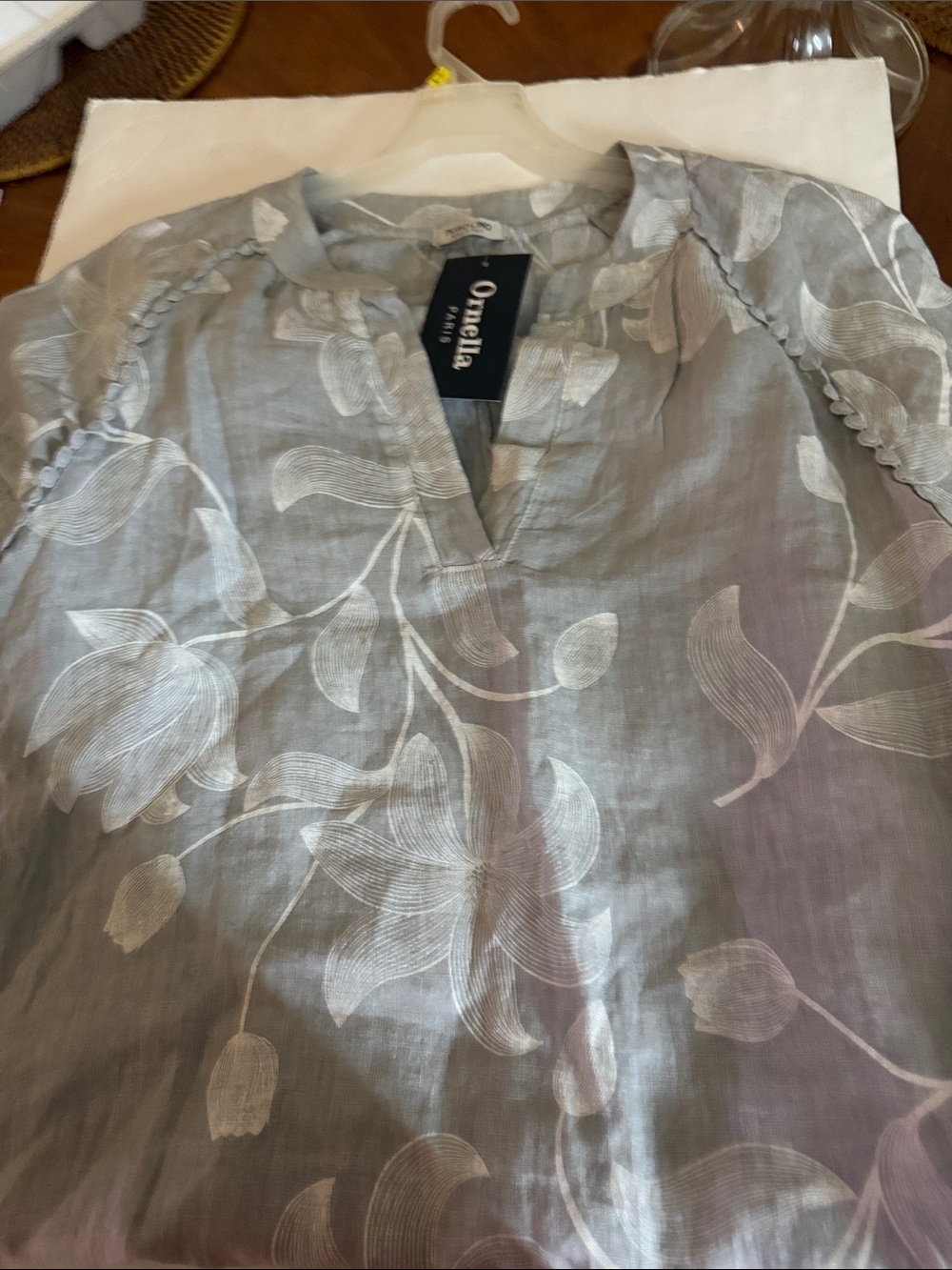 Puro  Lino Gray Floral  100 percent Linen dress